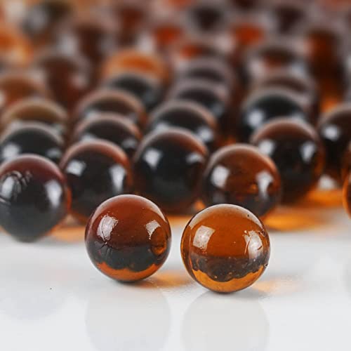 CYS EXCEL Amber Glass Gemstone Vase Filler (5 LBS) Aquarium Round Marble Beads Decorative Mosaic Pebbles - color: Amber, size: 5 LBS