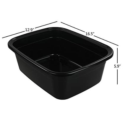 3-pack Black 16 Quart Wash Tub, Plastic Rectangular Dish Pan