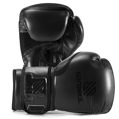 Sanabul Essential Gel Boxing Gloves for Men & Women, Kickboxing MMA, Muay Thai Gloves and Heavy Bag Training Punching & Sparring - color: AllBlack, size: 8 oz