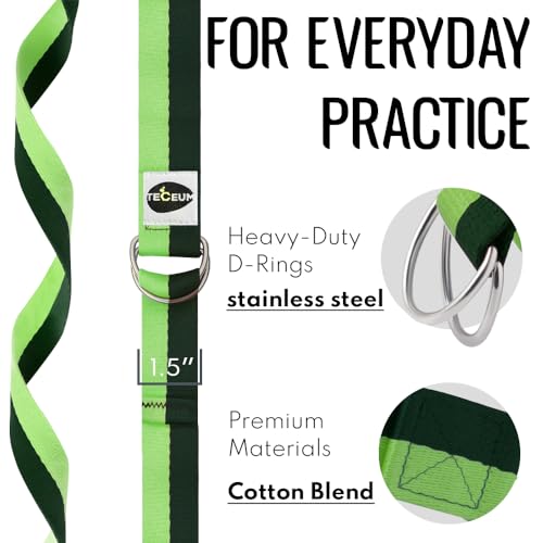 TECEUM 2 IN 1 Yoga & Mat Strap for Stretching – Cotton – 6/8/10 ft - color: Green Avocado, size: 10 ft