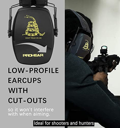 PROHEAR 016 Shooting Ear Protection Earmuffs 2 Pack, NRR 26dB for Gun Range, Hunting -Black and DOTM - color: Black+black-dtom