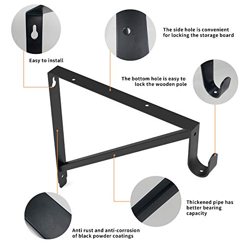 Heavy Duty Closet Rod & Shelf Brackets Clothes Hanger Pole Support Bracket Black 3 Pack - color: Black