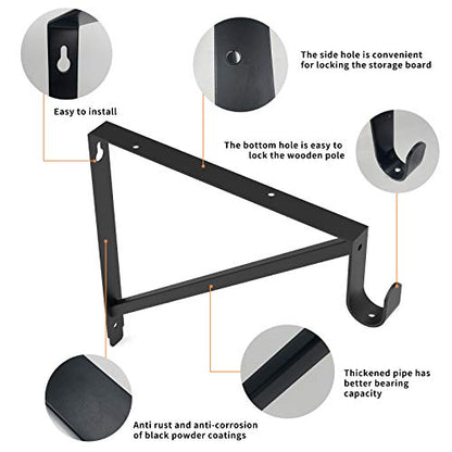 Heavy Duty Closet Rod & Shelf Brackets Clothes Hanger Pole Support Bracket Black 3 Pack - color: Black