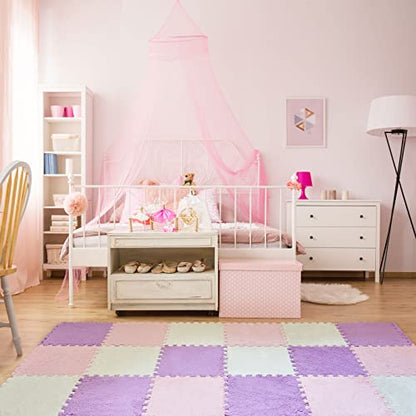 Amylove 36 Pcs Foam Interlocking Carpet Tiles,White, Light Pink, Mauve - color: White, Light Pink, Mauve