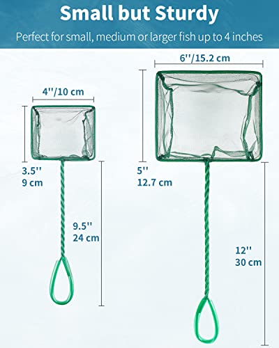 Pawfly Aquarium Fish Net with Braided Metal Handle Square Net with Soft Fine Mesh Sludge Food Residue Wastes Skimming Cleaning Net for Fish Tanks Small Koi Ponds and Pools