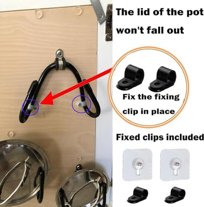 Set of 4 Pan Pot Lid Holders, Self-Adhesive Cabinet/Wall Mount Storage Organizer, Suitable for Lids Up to 11 Inches, Rust Resistant