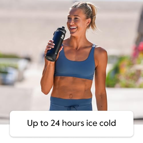 Takeya Actives Stainless Steel Water Bottle, Insulated Spout Lid, Keeps Drinks Cold 24 Hrs, Leakproof, Durable, Dishwasher Safe, Ideal for Gym, Travel, Fits Most Cup Holders, 22 oz/Midnight Blue - color: Midnight Blue, size: 22 Ounces