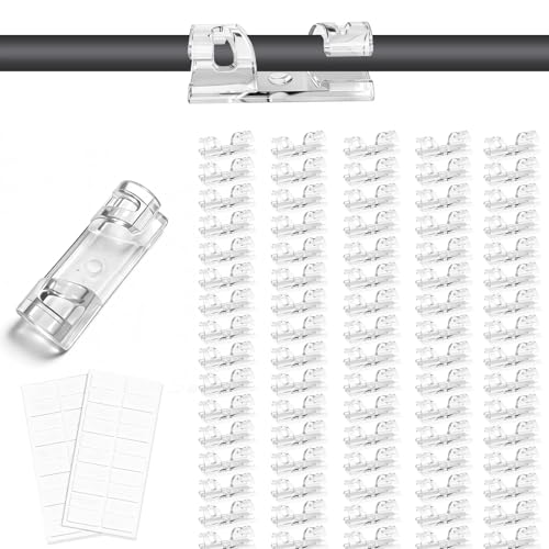 Adhesive Cable Wire Clips Clear (80 PCS) with Screw Holes - Strong Sticky or Screw-Mountable Cord Holders for Wall, Under Desk, Car, PC & Ethernet Cords, Indoor/Outdoor Christmas Lights Organizer - size: 80PCS