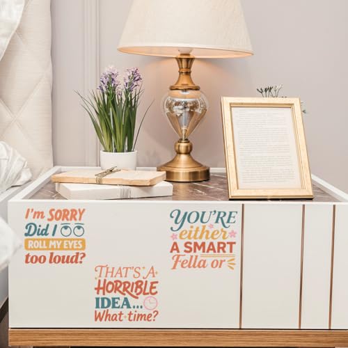 Peacoblue 18 Sheets Rub on Transfers for Crafts, Funny Words 3.6"x3.9" UV DTF Cup Wraps Waterproof Rub on Cold Transfers Stickers for Wood Glass Metal Cup Tumblers Mirrors Mugs Home Decor - style: Funny Words