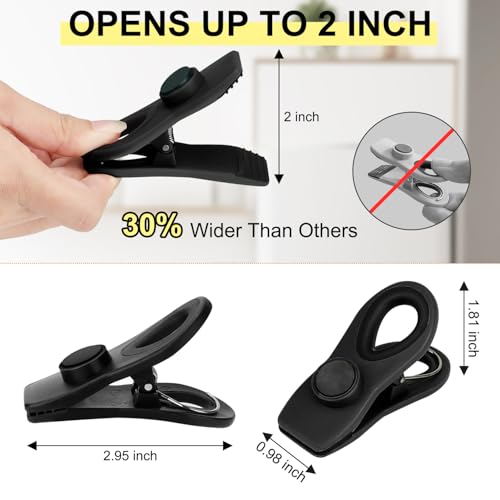 Chip Clips, Magnetic Bag Clips with Air Tight Seal for Food Storage, 12 Pack, Black - color: 12pcs Black