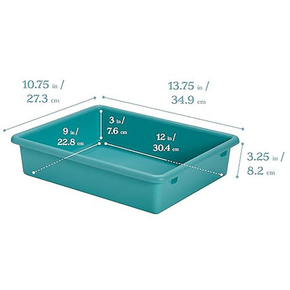 ECR4Kids Letter Size Plastic Tray Organizer with Lids, Small, Storage Bins, Contemporary, 10-Piece