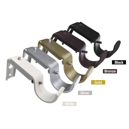 Curtain Rod Bracket Heavy Duty Adjustable Window Hardware Rod Holders Hanger for 1 inch Rods, Set of 3 (Gold-Adjustable) - color: Gold-Adjustable
