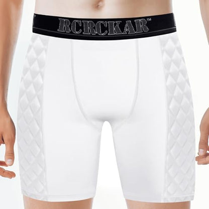 Baseball Sliding Shorts Protective Athletic Compression Underwear w/Cup Baseball Football Lacrosse - color: White, size: Large