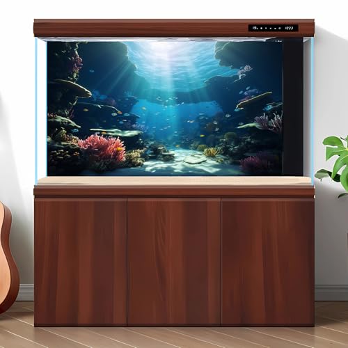 Ocean Floor Fish Tank Background Under The Sea Soft Coral Reef Aquarium Background Underwater Aquatic Plants Sunray Terrarium Backgrounds Deep Sea Tropical Fish Tank Aquarium Backgrounds 30x12in
