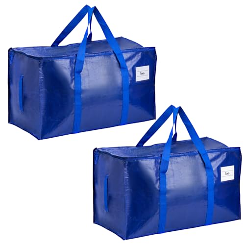 2-Pack Moving Bags, 23 Gallon Heavy Duty Waterproof Storage Totes with Reinforced Handles for Dorm & Home