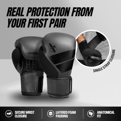 Hayabusa S4 Boxing Gloves - Sparring & Muay Thai - color: Charcoal, size: 12 oz, Small