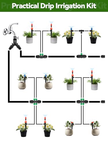 Kalolary 20PCS Locked Barbed Tee Connectors, 1/2” to 1/4” Drip Irrigation Fittings Kit 12/16mm to 4/7mm Tube Lock Female Connector 3-Way Barbed Lock Irrigation Parts for Watering System (Black Green) - color: Black Green 1/2" to 1/4" 3-Way