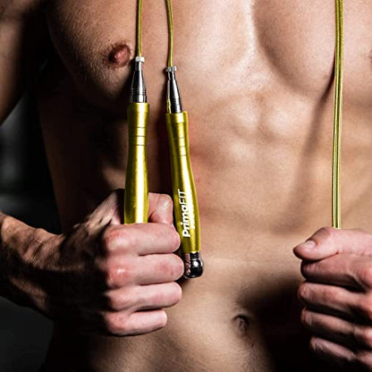 PrimaFIT Pro Speed Jump Rope for Adults, Weighted Skipping Rope for Boxing - color: Golden