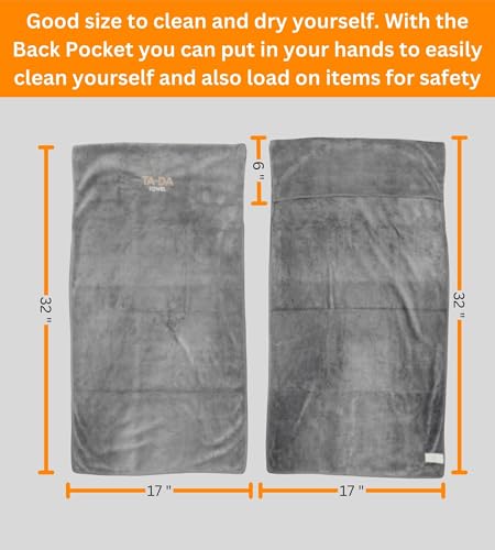 TA-DA Microfiber Towel | Soft, Quick to Dry, Lightweight | Special Back Side on It to Load on Items at Gyms, Fitness, Sports, Workouts so They Don’t Fall Down | 17” Inch X 32 “Inch | 6 Pack | Grey - color: Grey