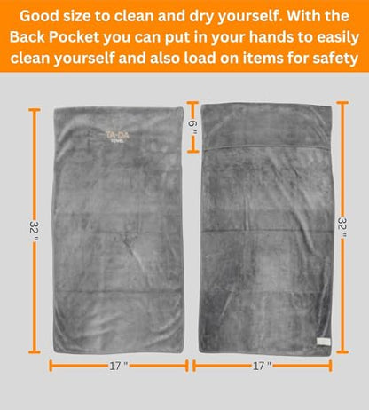 TA-DA Microfiber Towel | Soft, Quick to Dry, Lightweight | Special Back Side on It to Load on Items at Gyms, Fitness, Sports, Workouts so They Don’t Fall Down | 17” Inch X 32 “Inch | 6 Pack | Grey - color: Grey