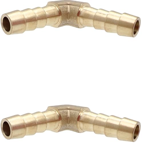 2PCS Brass 1/4" x 1/4" Hose Barb Fitting Barbed 90 Degree Elbow Connector L Right Angle Barbed Fitting by CX WONDERLAND - size: 1/4" Hose Barb