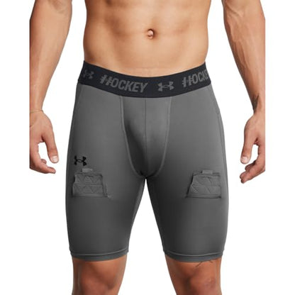 Under Armour Men's Hockey Compression Shorts - color: (025) Castlerock / / Black, size: Large