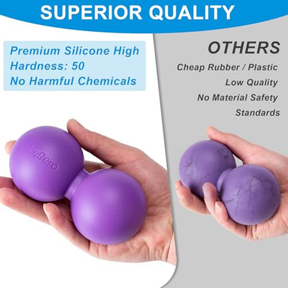 Aegero Peanut Massage Ball-Double Lacrosse Massage Ball (Black Firm Ball) | Mobility Ball for Myofascial Release,Yoga Therapy,Trigger Point Therapy ,Muscle Knots and Acupoint Massage - color: Black