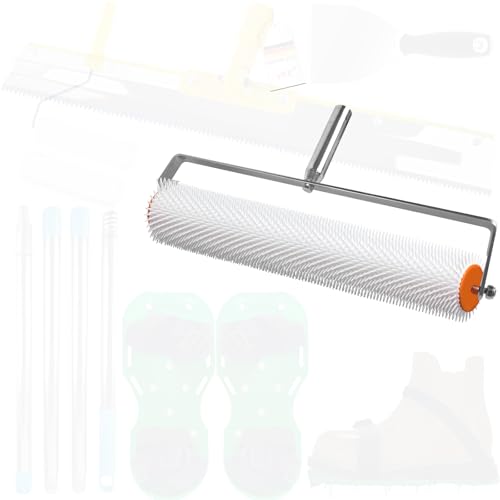 VKE Self Leveling Concrete Tools, Stainless Steel Epoxy Squeegee, Spiked Roller for Self Leveling 63 in Extension Pole, Epoxy Shoes, Epoxy Roller Easy to Clean, Rugged(Only One 20” Spiked Roller)
