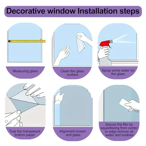 Window Privacy Film Iridescent Tint Stained Glass Window Film Decorative Static Cling Non Adhesive Removable Reusable Window Cling for Bathroom Shower Windows Anti Glare UV Blocking 17.7x39.4 Inch