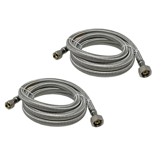 [2-Pack] PROCURU 72" (6Ft) x 3/8" Comp x 1/2" FIP Faucet Hose Connector, Stainless Steel Braided Supply Line, Certified Safe (9SF72-2P) - size: 72 Inch