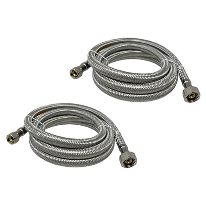 [2-Pack] PROCURU 72" (6Ft) x 3/8" Comp x 1/2" FIP Faucet Hose Connector, Stainless Steel Braided Supply Line, Certified Safe (9SF72-2P) - size: 72 Inch
