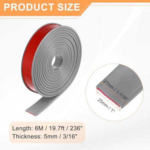 HARFINGTON U-Shape Edge Banding 1" x 20ft (25mm x 6M) Self Adhesive TPE Flexible Veneer Tape Soft Edge Strip Protector for Furniture Cabinet Table Protection Repair, Gray