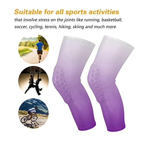 Purple Gradient Sports Knee Pads Youth Volleyball Basketball Knee Pads Long Leg Sleeves Braces Compression Wrestling Knee Pads for Boys Girls Football Dance Yoga - color: Purple Gradient