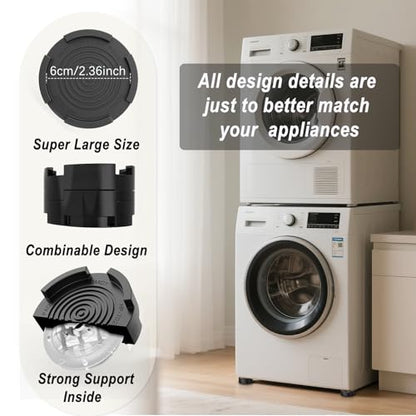 Anti Vibration Pads for Washing Machine,Universal Washer & Dryer Support Foot Pads Feet Stabilizer, Stops Moving Walking, Rubber Anti Slip Muffling Mat, Furnitures Feet Protectors (4 Pack)