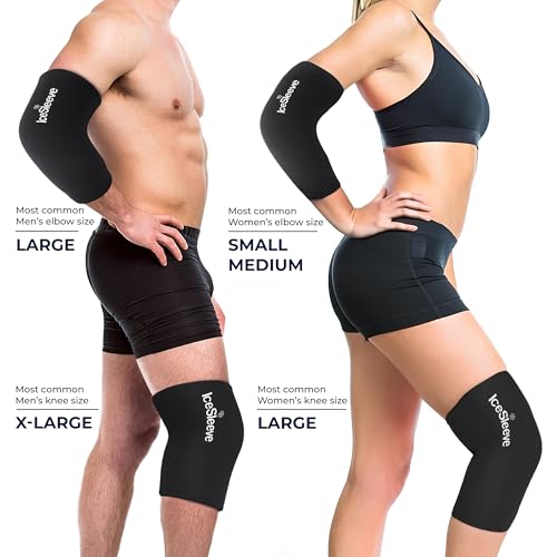 IceSleeve Elbow & Knee Ice Pack Wrap, Cold & Heat Therapy, Black SM, 1 Pack - color: Black, size: Small/Medium