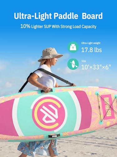 Niphean 10' Inflatable Paddle Board, Ultra-Light SUP for Beginners - color: Bright Orange