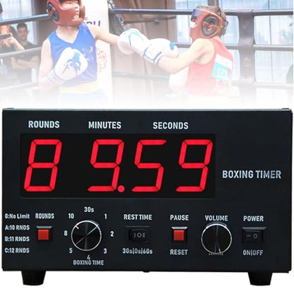 Professional Boxing Interval Timer with LED Display, Adjustable Buzzer, 1-12 Rounds, Ideal for Muay Thai, MMA, Kickboxing, Gym Equipment, Classic Red Design - size: Red