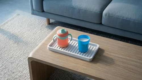 Silicone Sink and Surface Organizer Tray, Sponge Holder, Vanity Tray, Trivet, Heat Safe, Dishwasher Safe, for Bathroom and Kitchen Organization (White, 9"x3.5")