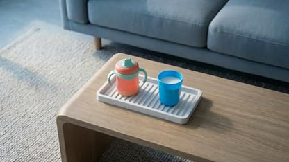Silicone Sink and Surface Organizer Tray, Sponge Holder, Vanity Tray, Trivet, Heat Safe, Dishwasher Safe, for Bathroom and Kitchen Organization (White, 9"x3.5")