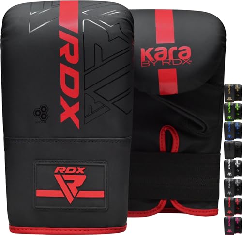 RDX Bag Gloves Boxing Punching Mitts, Maya Hide Leather, Padding, Ventilated Palm, MMA Heavy Punch Training, Muay Thai Kickboxing Focus Pads Double End Speed Ball Workout, Adult Men Women - color: Red