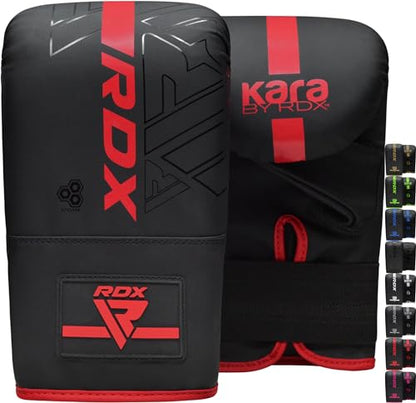 RDX Bag Gloves Boxing Punching Mitts, Maya Hide Leather, Padding, Ventilated Palm, MMA Heavy Punch Training, Muay Thai Kickboxing Focus Pads Double End Speed Ball Workout, Adult Men Women - color: Red