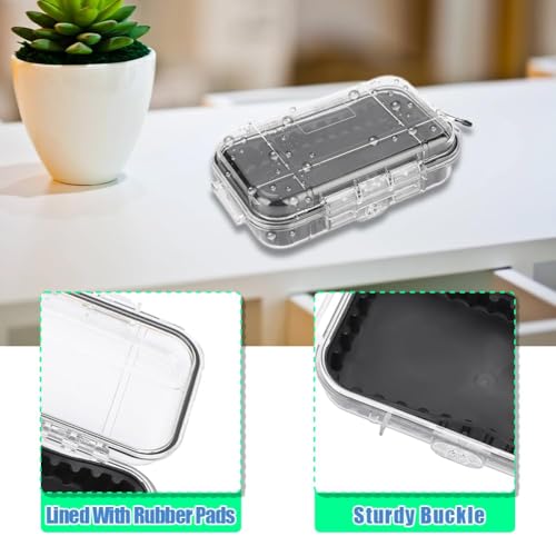 Small Waterproof Storage Case, Outdoor Survival Waterproof Dry Box Protective Case Shockproof Airtight Carry Box Container Floating Hard Shell for EDC Tools Phone Keys Watches Travel Fishing - color: transparent