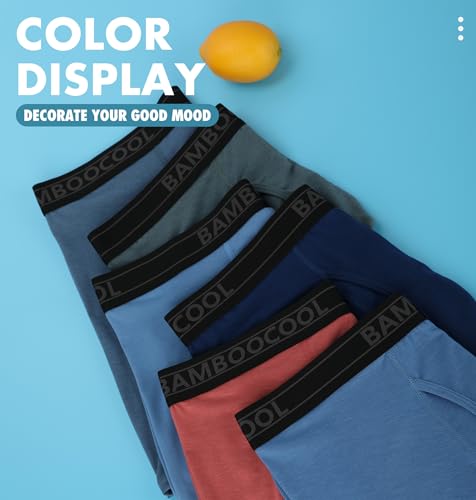 BAMBOO COOL Ultra Soft Mens Underwear Boxer Briefs Multi-pack - color: 1brickred/1green/4blue（6 Pack）, size: X-Large