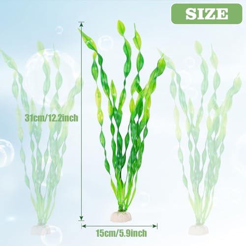12 PCS Aquarium Artificial Seaweed Decorations 12 Inch Tall Plastic Plants Decor Large Fish Tank Accessories