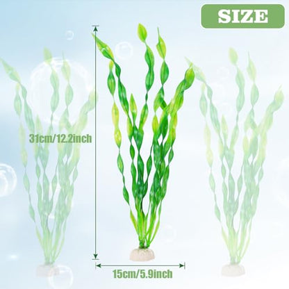 12 PCS Aquarium Artificial Seaweed Decorations 12 Inch Tall Plastic Plants Decor Large Fish Tank Accessories