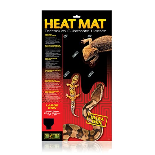Exo Terra Heat Mat - Reptile Terrarium Substrate Heater for Safe, Even Heating | Ideal for Tropical & Temperate Reptile Environments - 25 Watt, Large - size: Large