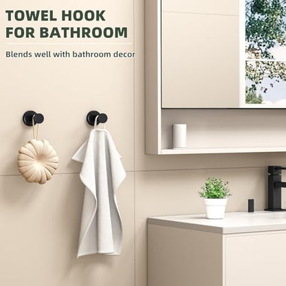 APLusee Matte Black Towel Hooks, Space-Saving for Bathroom Shower, 2 Pack - color: Matte Black, size: 2 Pack
