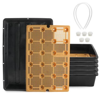 5 Pack Nursery Pots Trays with Removable Mesh Drainage Mat, Plastic Seed Starter Trays (17"x12"x3.5") with Drainage Hole, Propagation Kit for Seedlings, Microgreens, Plant Germination (Black) - size: 17" L x 12" W x 3.5" H