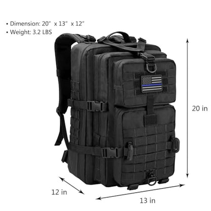 Hannibal Tactical MOLLE Assault Backpack, Tactical Backpack Military Army Camping Rucksack - color: Black
