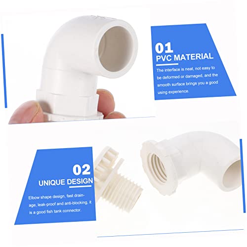 2pcs Aquarium Elbow Connectors Fish Tank Drainage Adapters Strong Water Fittings for Tubing Easy Installation for Home Aquariums